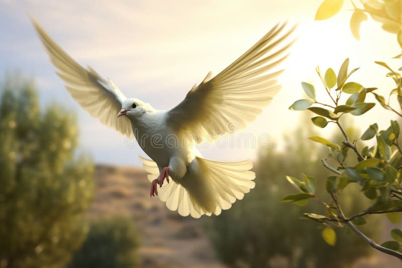 Symbolic illustration of a dove carrying an stock illustration