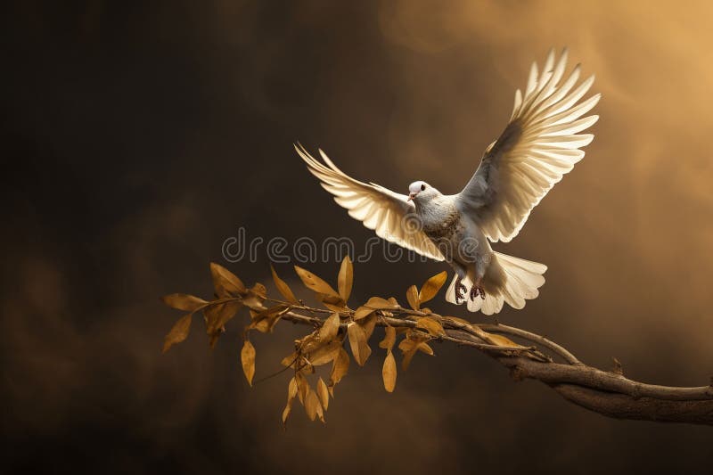 Symbolic illustration of a dove carrying an stock illustration
