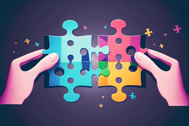 Symbolic image of creative business concept in form of multi-colored puzzles royalty free illustration