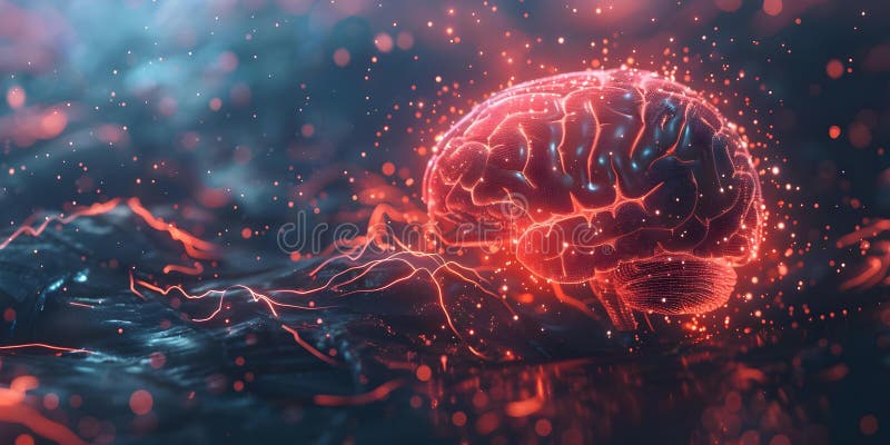 Symbolic Representation of AI Network Connectivity in Digital Brain: Bridging Futuristic Technology royalty free illustration