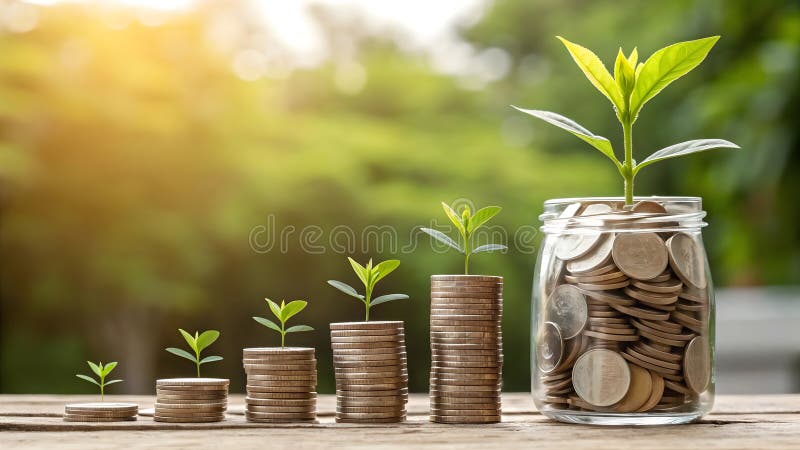 A symbolic representation of financial growth, featuring stacks of coins progressively increasing in height vector illustration