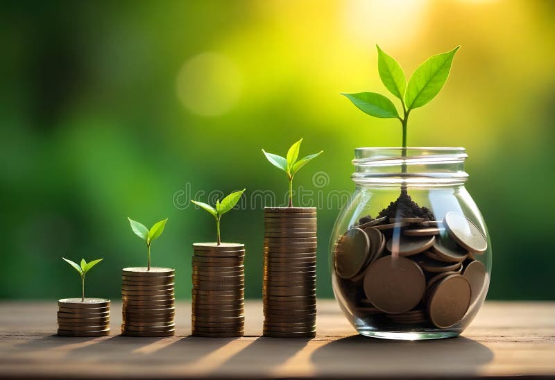 A symbolic representation of financial growth, featuring stacks of coins progressively increasing in height vector illustration