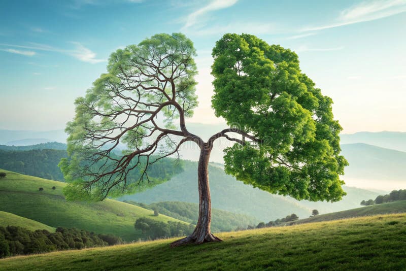 Symbolic representation of lungs formed by a tree illustrating the importance of fresh air and environmental consciousness - vector illustration