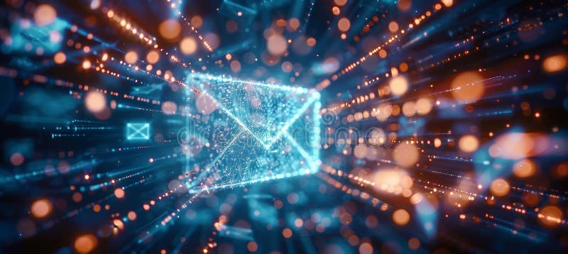 Symbolic white envelope with arrow signaling email delivery to desktop computer screen vector illustration