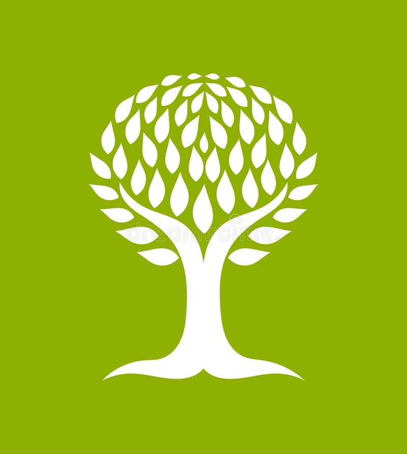 Symbolic white tree icon stock illustration
