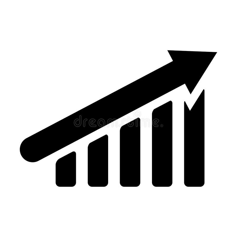 Symbolikon för uppåt i tillväxtdiagram Teckensymbol för linjär stil för ekonomisk sjökort eller webbdesign Vector vektor illustrationer