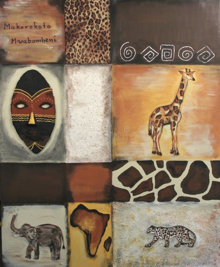 Un dipinto con i simboli dell'Africa.