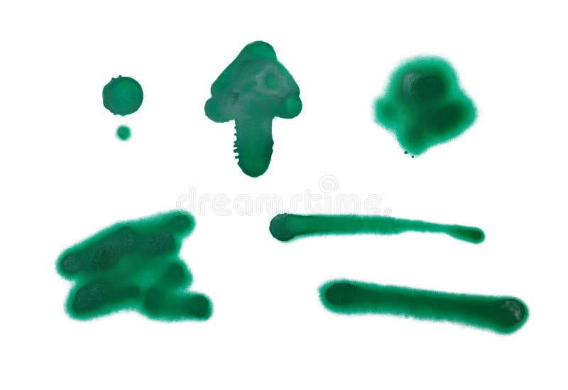 Symbols Drawn by Green Spray Paint on White Background Stock