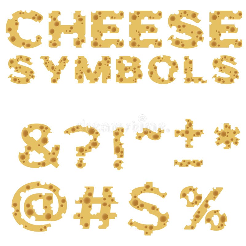 Symbols made of cheese in flat design stock illustration