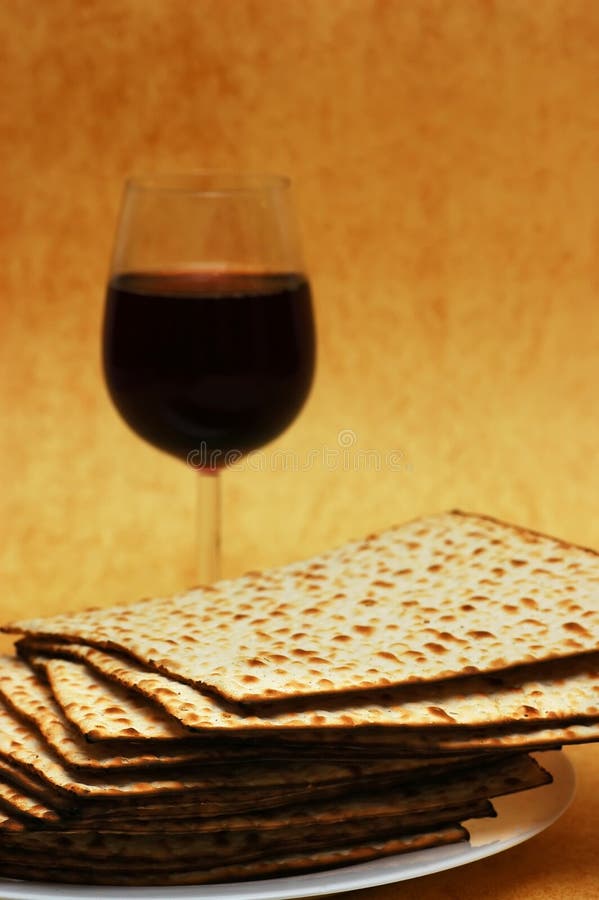 Matsot and red wine - symbols of Passover. Kosher stock images, royalty-free photos and pictures