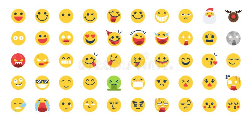 Symbolsuppsättning för 50 Emoji Inkluderade symbolerna som lyckliga, sinnesrörelse, framsidan, känsla, emoticon och mer