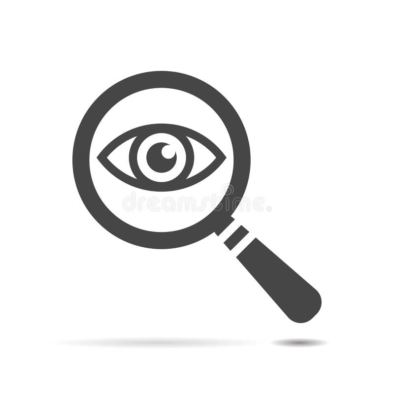 Symbolsöga med ett förstoringsglas vektor illustrationer