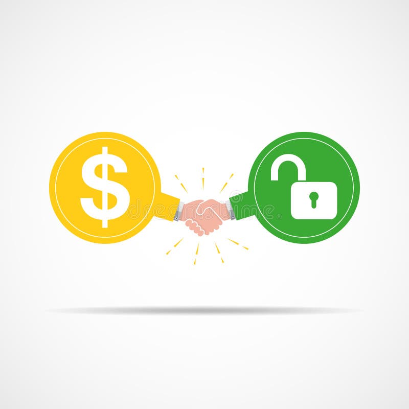 Symbool van handdruk tussen dollartekens en slot Vector illustratie stock illustratie Symbool van handdruk tussen dollartekens en slot Vector illustratie stock illustratie