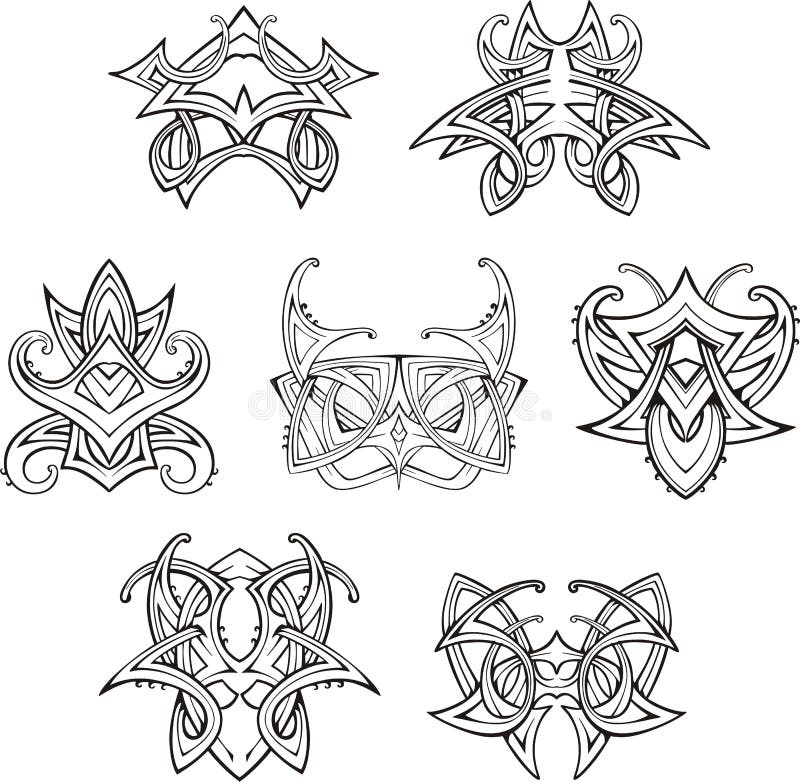 Symmetric Tribal Knot Tattoos Stock Vector - Illustration of tribal ...