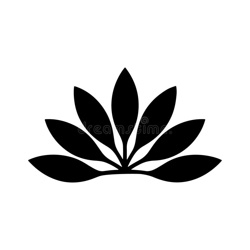 Symmetrical Black Leaf Silhouette. En ren, symmetrisk svart bladsilhuett med minimalistisk elegans. Perfekt för naturen stock illustrationer