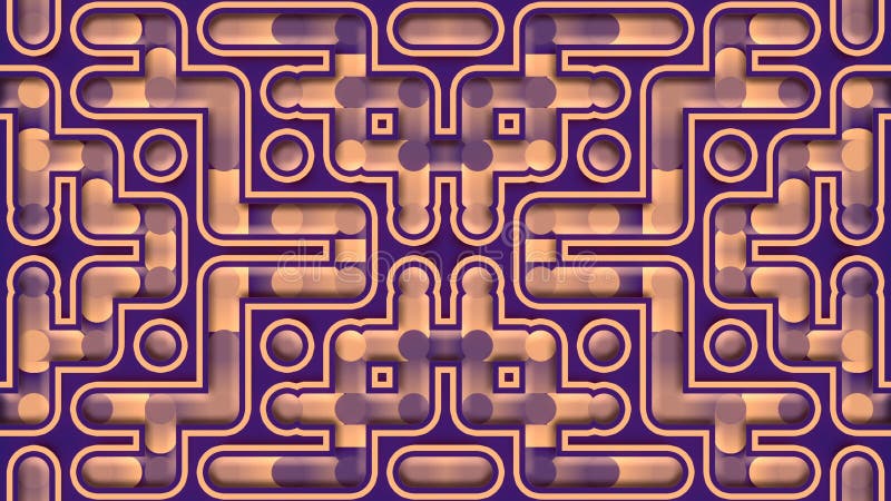 Cartoon maze and moving fashion gradient. 3d rendering digital animation 4K royalty free illustration