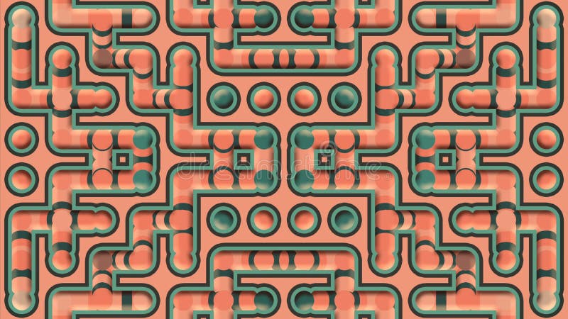 Cartoon maze and moving stepped gradient pattern. 3d rendering animation 4K stock illustration