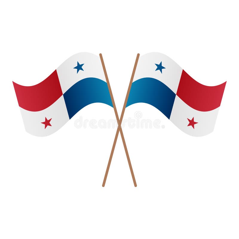 Panama Flags Collection. Flags and Contour Map Stock Vector