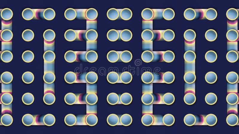 Symmetrical pattern with moving iridescent gradient. 3d render digital animation stock illustration