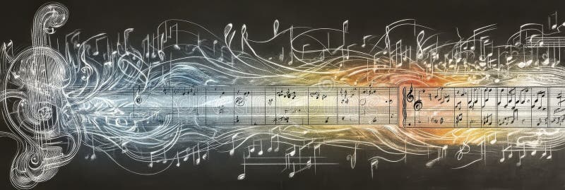 Symphonie colorée de musique traversant la toile illustration de vecteur