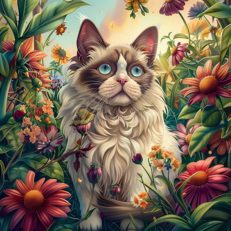Symphonie colorée enchants félin yeux compagnon illustration libre de droits