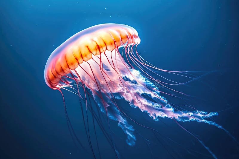 Symphonie colorée : méduse dans les eaux bleues profondes. illustration de vecteur