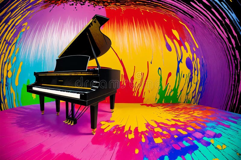 Symphonie colorée une peinture éclaboussée de pianoai générée illustration de vecteur