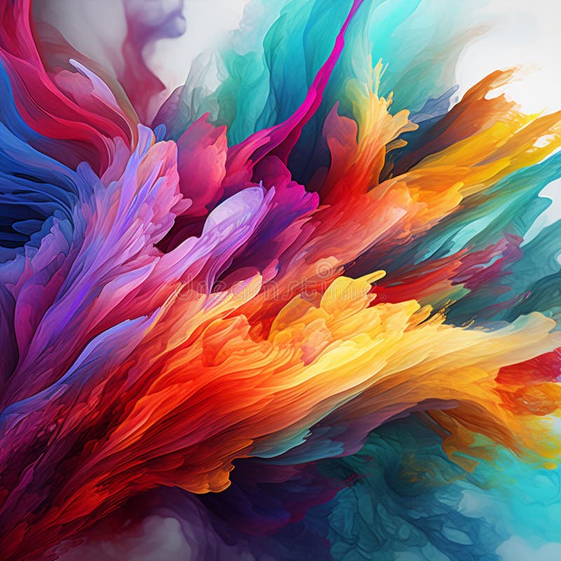 Symphonische Abstraktion : eine explosive Mischung von Farben und dynamischen Formen, die perfekt harmonisch zusammenlaufen stockbild