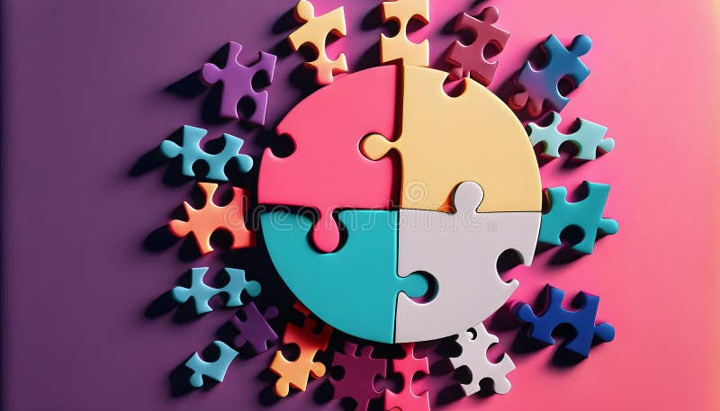 A Symphony of Diversity: Uniting Unique Puzzle Pieces in the Tapestry of Inclusivity stock illustration