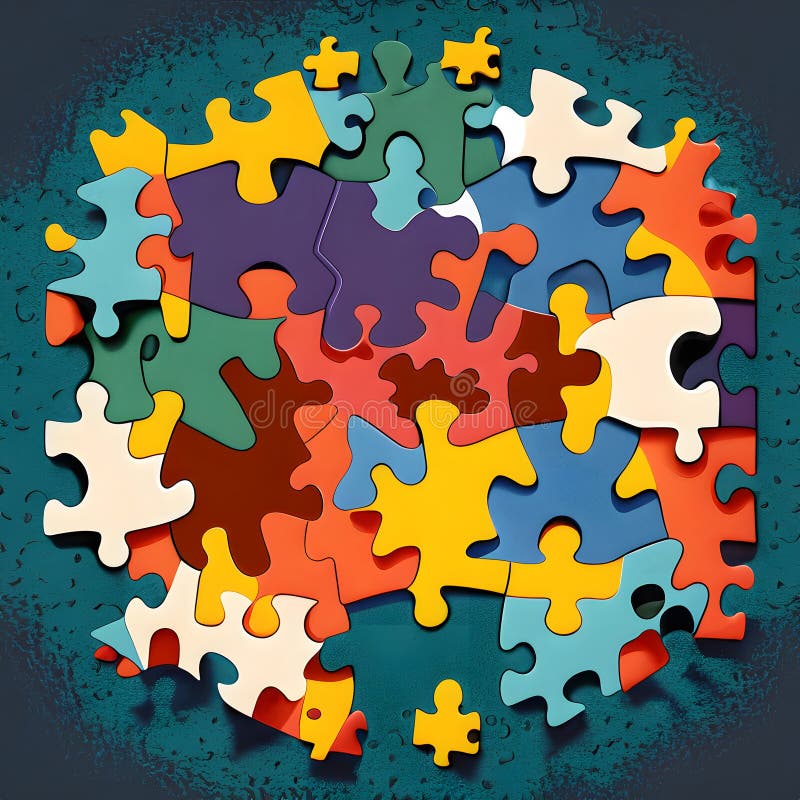 A Symphony of Diversity: Uniting Unique Puzzle Pieces in the Tapestry of Inclusivity stock illustration