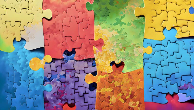 A Symphony of Diversity: Uniting Unique Puzzle Pieces in the Tapestry of Inclusivity stock illustration