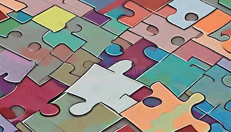 A Symphony of Diversity: Uniting Unique Puzzle Pieces in the Tapestry of Inclusivity stock illustration