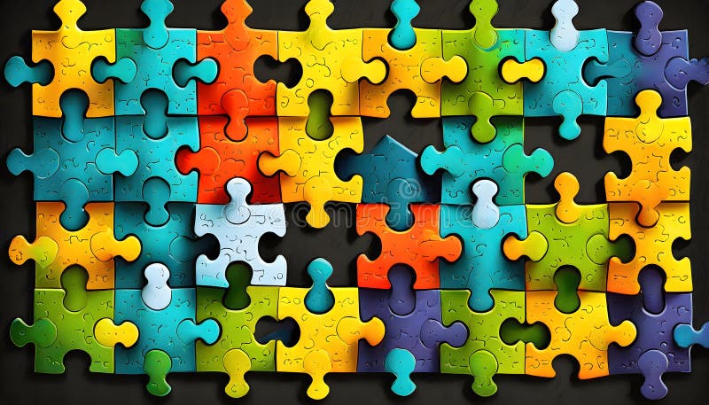 A Symphony of Diversity: Uniting Unique Puzzle Pieces in the Tapestry of Inclusivity stock illustration