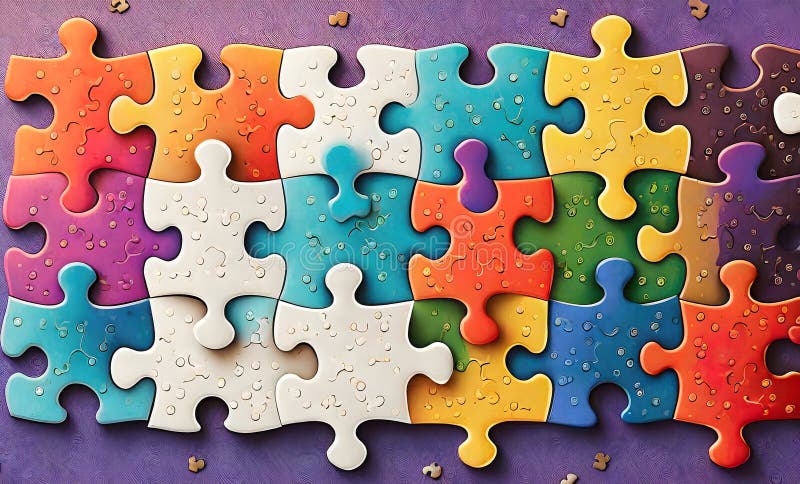 A Symphony of Diversity: Uniting Unique Puzzle Pieces in the Tapestry of Inclusivity stock illustration