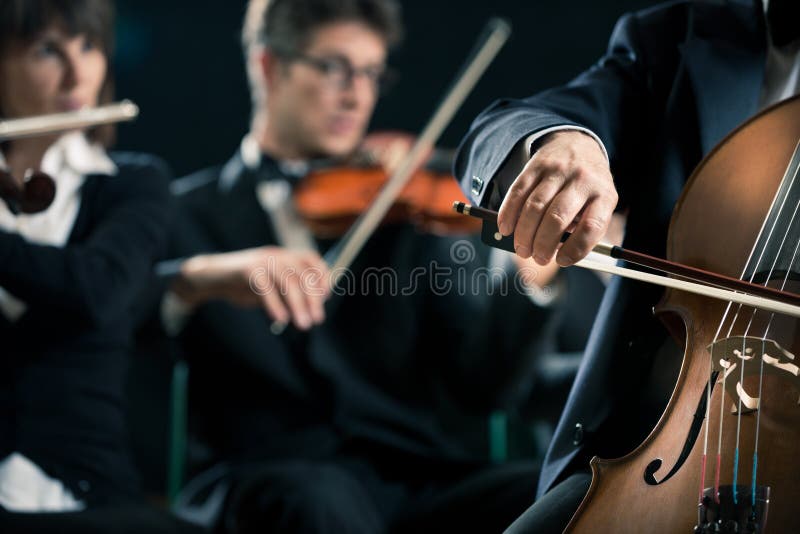 Symphony Orchestra Cello Player Closeup Stock Image Image of talent