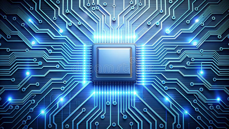 The Symphony of Silicon A Visual Depiction of the Intricate Dance of Circuits on a CPU Chip royalty free stock photography.