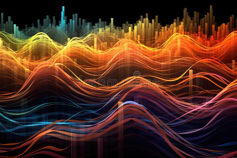 Symphony of Sound Waves Visualized through Vibrant and Undulating Lines