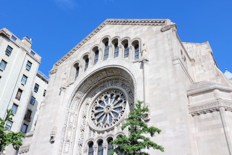 New York City, United States - Temple Emanu-el, famous synagogue next to 5th Avenue. New York City, United States - Temple Emanu-el, famous synagogue next to 5th Avenue