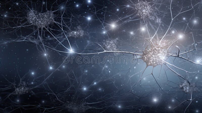 Synapses grey background science stock illustration