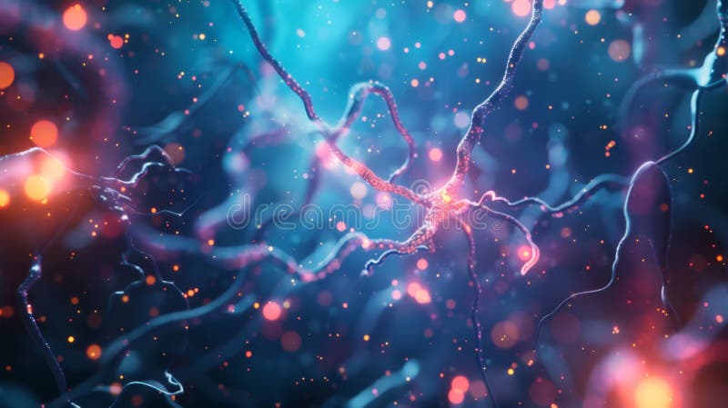 Synaptic Transmission Illuminated in Vivid Detail royalty free illustration