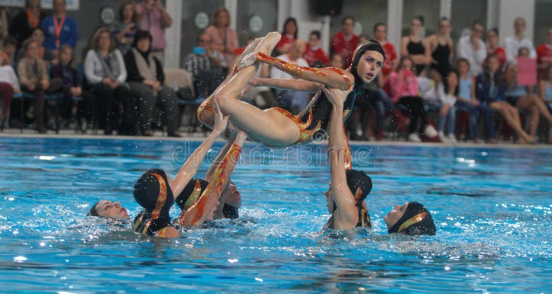 Synchronized swimming exhibit 004 royalty free stock photos