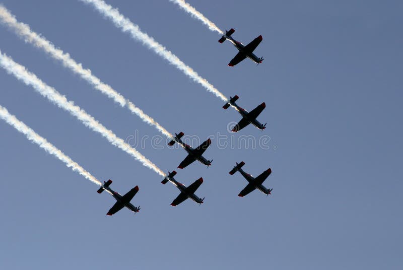 Sincronizzati volo di gruppo in volo in formazione.