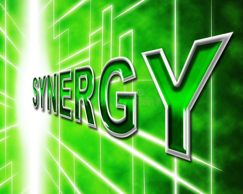 synergy-energy-shows-work-together-and-collaboration-stock-illustration