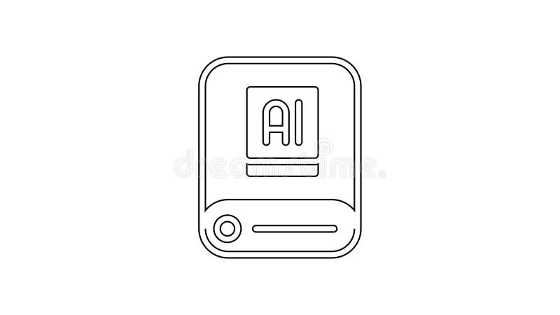 Synonym für künstliche Intelligenz mit schwarzer Linie, isoliert auf weißem Hintergrund. automatisiertes maschinelles Lernen des C stock abbildung