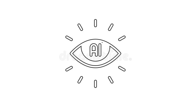 Synonym für künstliche Intelligenz mit schwarzer Linie, isoliert auf weißem Hintergrund. automatisiertes maschinelles Lernen des C vektor abbildung