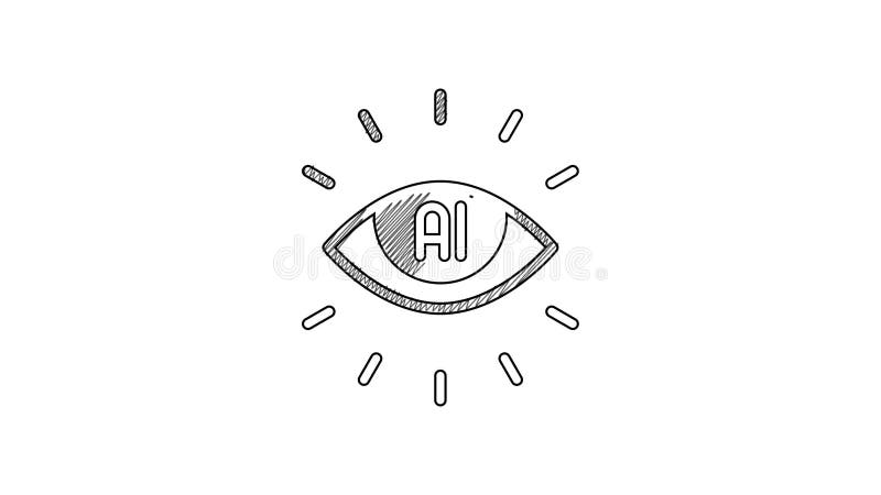 Synonym für künstliche Intelligenz mit schwarzer Linie, isoliert auf weißem Hintergrund. automatisiertes maschinelles Lernen des C lizenzfreie abbildung