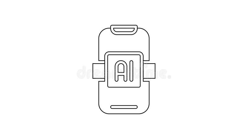 Synonym für künstliche Intelligenz mit schwarzer Linie, isoliert auf weißem Hintergrund. automatisiertes maschinelles Lernen des C vektor abbildung