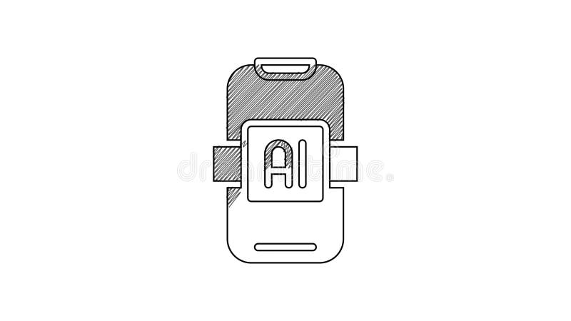 Synonym für künstliche Intelligenz mit schwarzer Linie, isoliert auf weißem Hintergrund. automatisiertes maschinelles Lernen des C stock abbildung