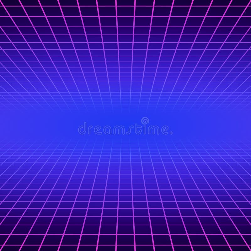 Synth wave retro grid background. Synthwave 80s vapor vector game poster neon futuristic laser space arcade royalty free illustration
