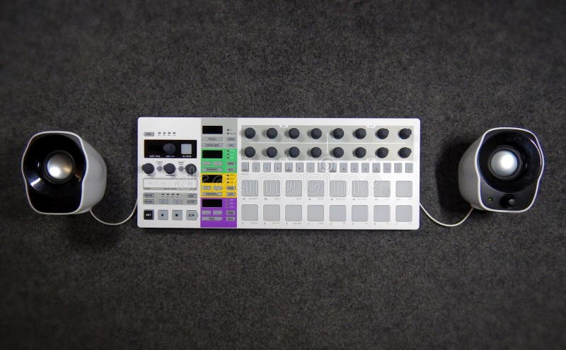 Synthesizer with white speakers royalty free stock image